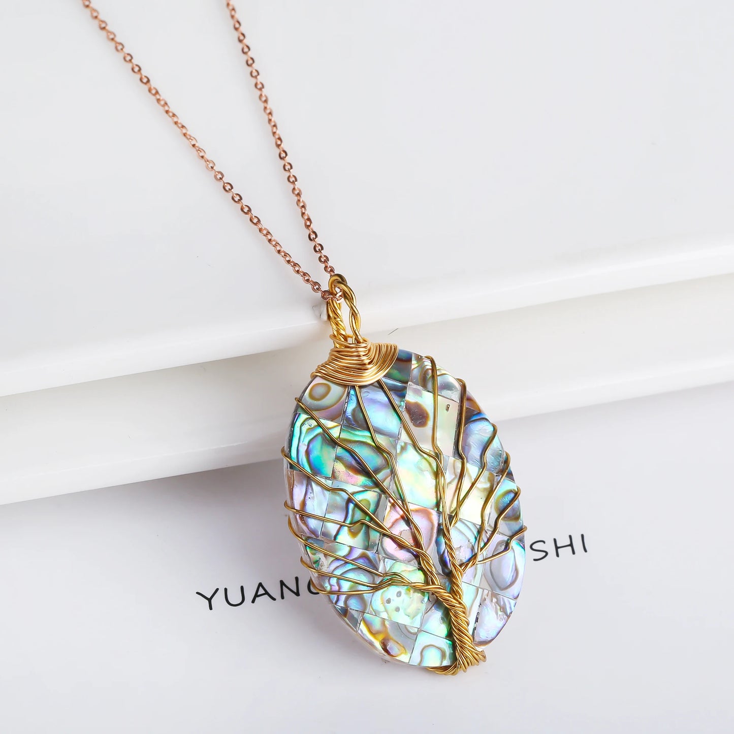High Quality Oval Natural Seashell Mother Head Pearl Tree Of Life Pendant For Women Copper Choker Necklace Creative Jewelry Gift