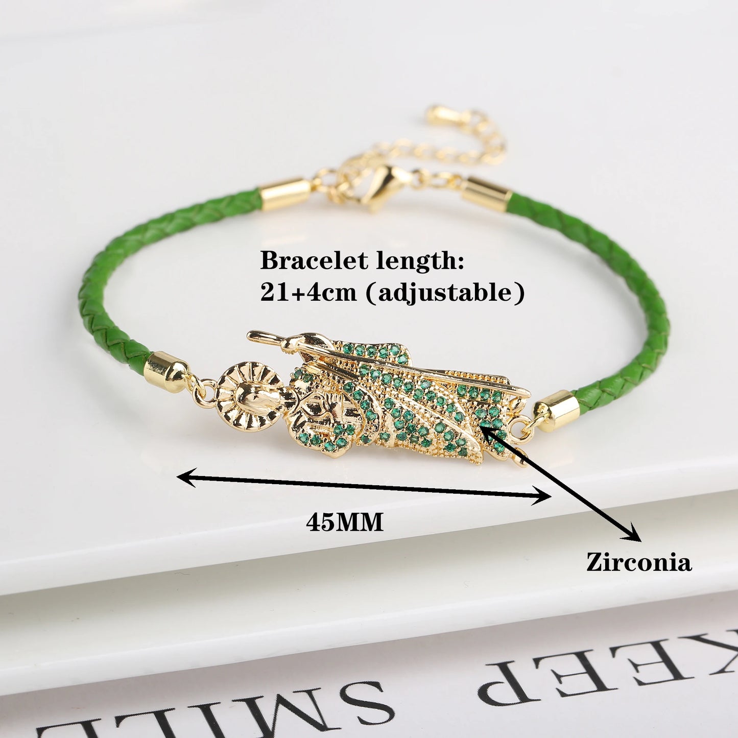 Hot Sale Green Pink Religious St. Jude Leather Rope Braided Jewelry Bracelet Fashion for Man Woman Daily Party Zirconia Jewelry