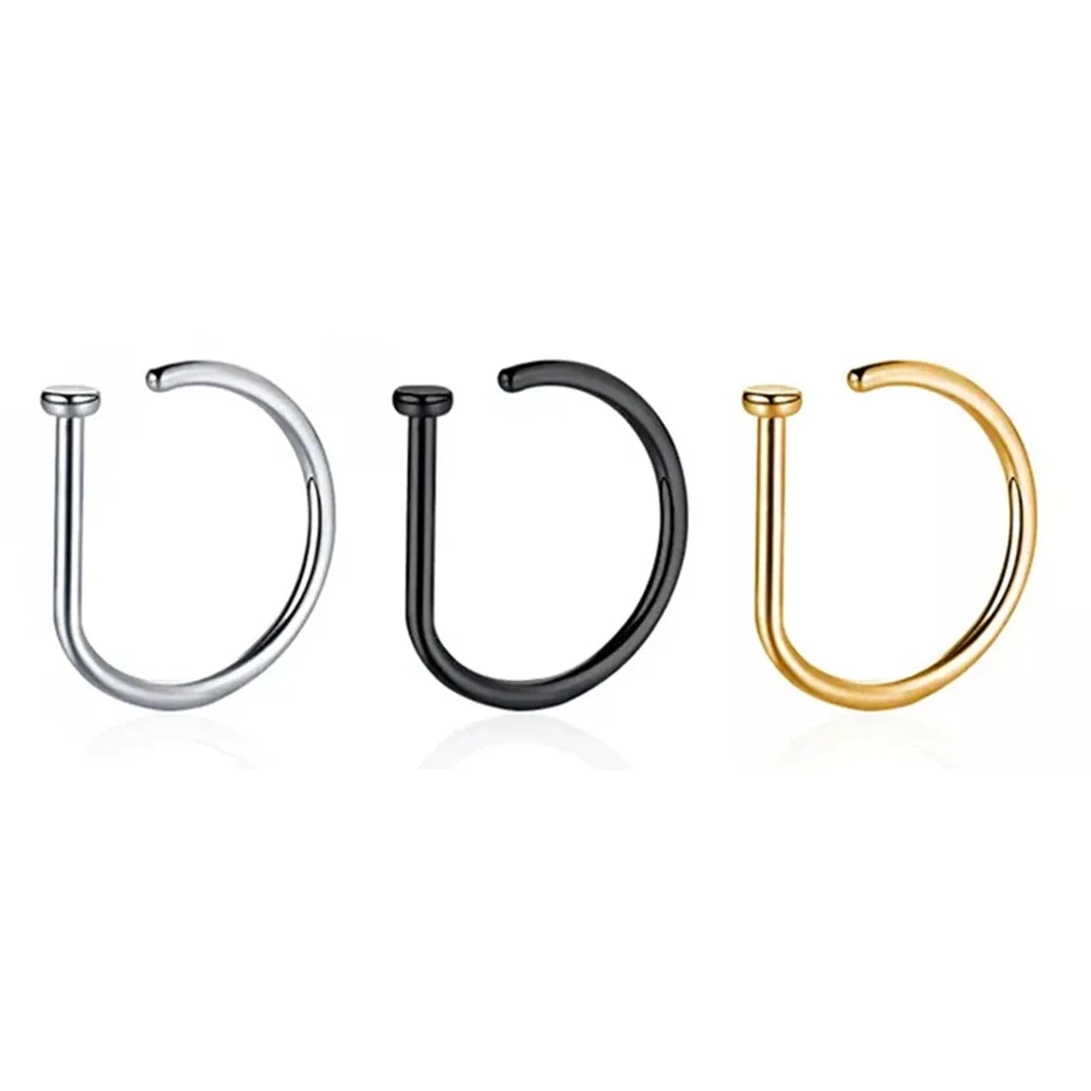3-5Pcs Hypoallergenic 316L Stainless Steel Fake Piercing Nose Rings,D-Shape Septum Nose Ring Clip On Nose False Piercing Jewelry
