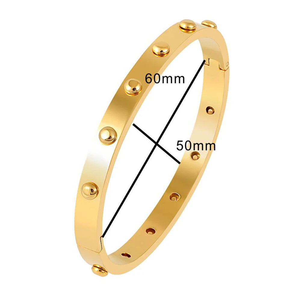 Trendy Round Ball Beaded Bracelets Bangles High Quality Stainless Steel Twist Balls Dots Bead Bangle for Women Jewelry Wholesale