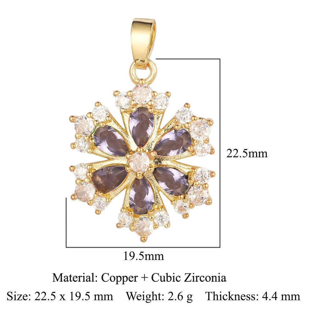 3pcs/Lot Cross Sunflower Cubic Zirconia Pendant Life Tree Maple Leaf Grape Cherry Brass CZ Charms DIY Jewelry Necklace Pendants