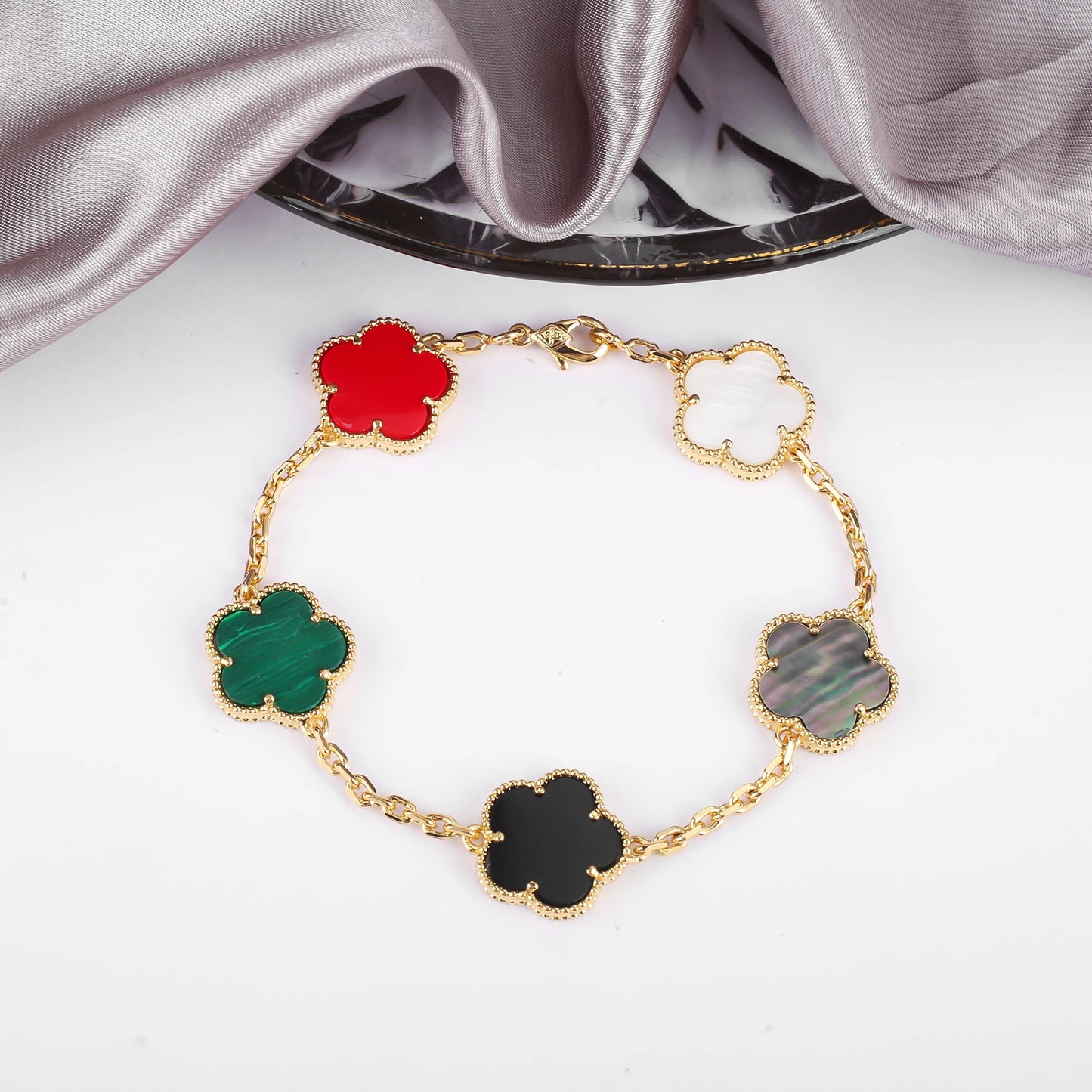Simple 15mm Natural Shell Stone Five-Leaf Flower Set Bracelet Necklace Classic Flower Woman Jewelry Sets For Party Daily Wear