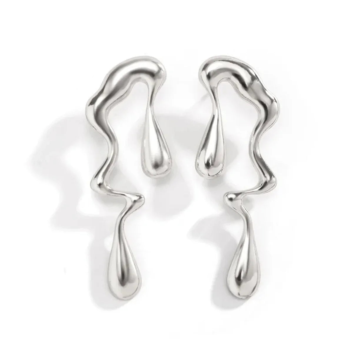 2pcs Irregular Vintage Stainless Steel Water Drops Ear Studs