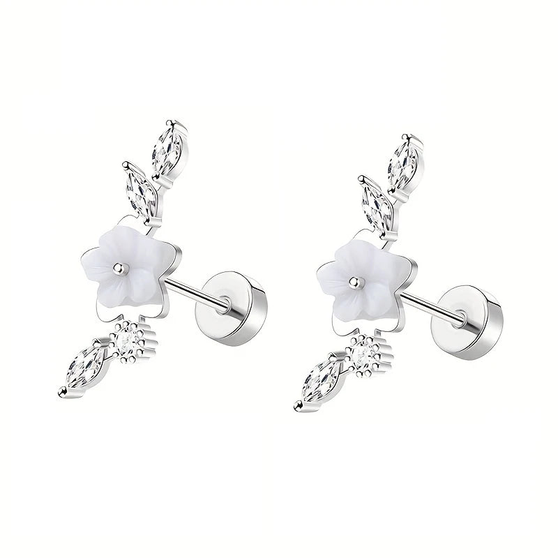 2Pcs 16G Stainless Steel Screw Back Stud Earrings for Women,Cubic Zerconia Cartilage Conch Helix Ear Piercing Jewelry