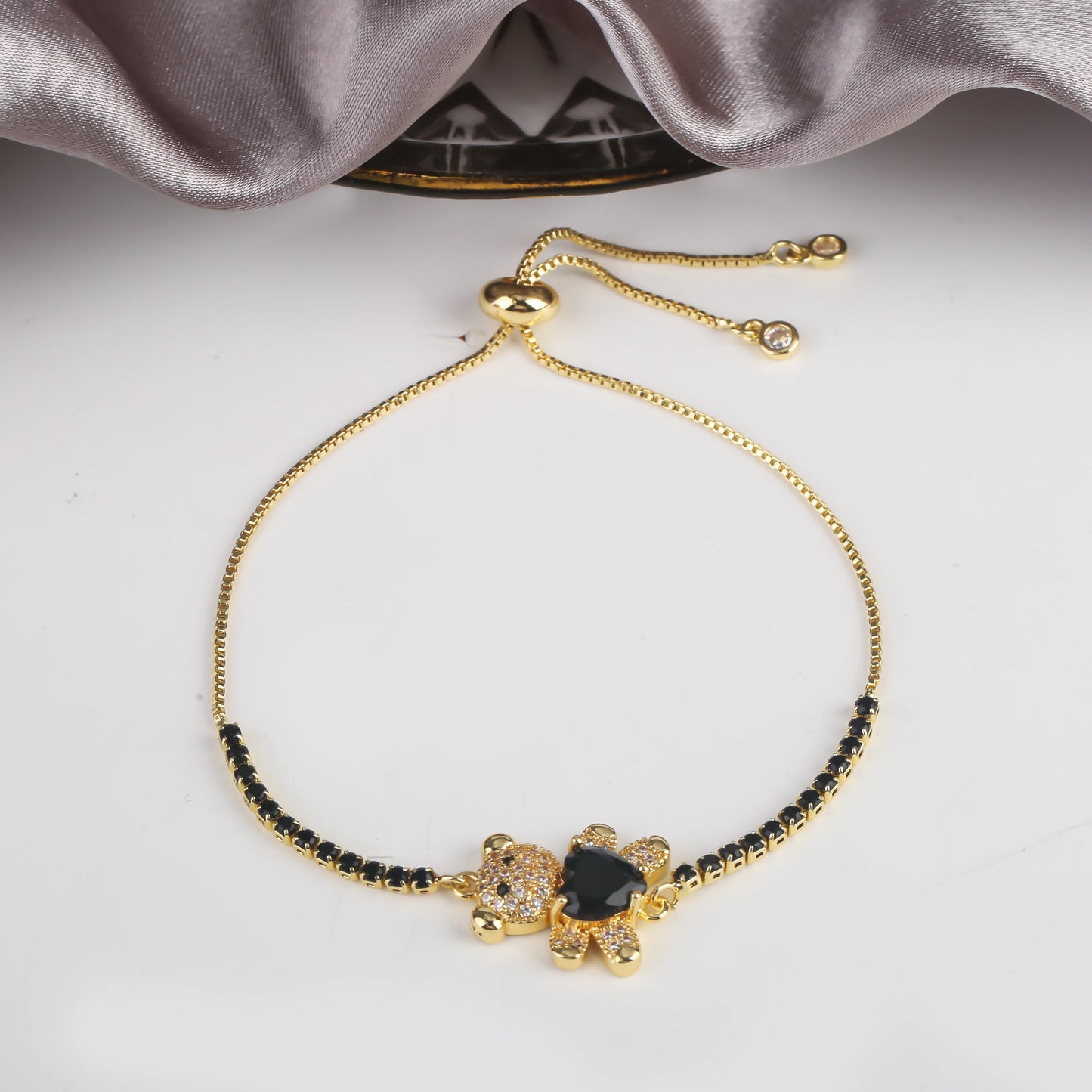 INS Cute Teddy Bear Bracelet For Women Cz Crystal Animal Bracelet High Quality For Engagement Party Gift Wholesale Daily Wear