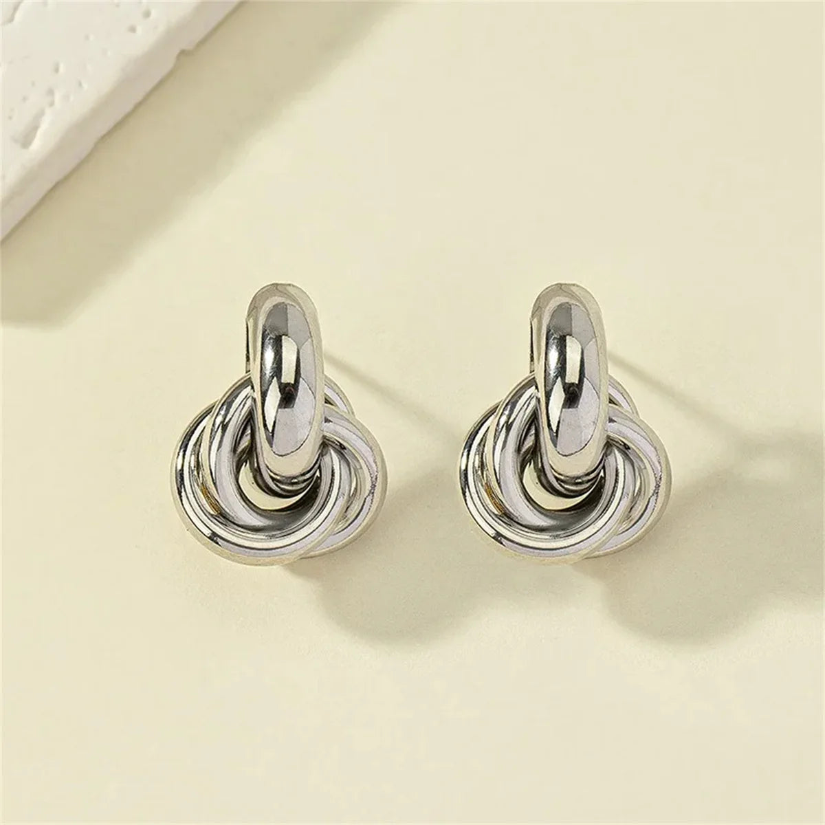 2Pcs Trendy Stainless Steel Gold Color Knot Hoop Earring For Women,Shiny Cute Tragus Cartilage Ear Stud Suitable Give Girlfriend