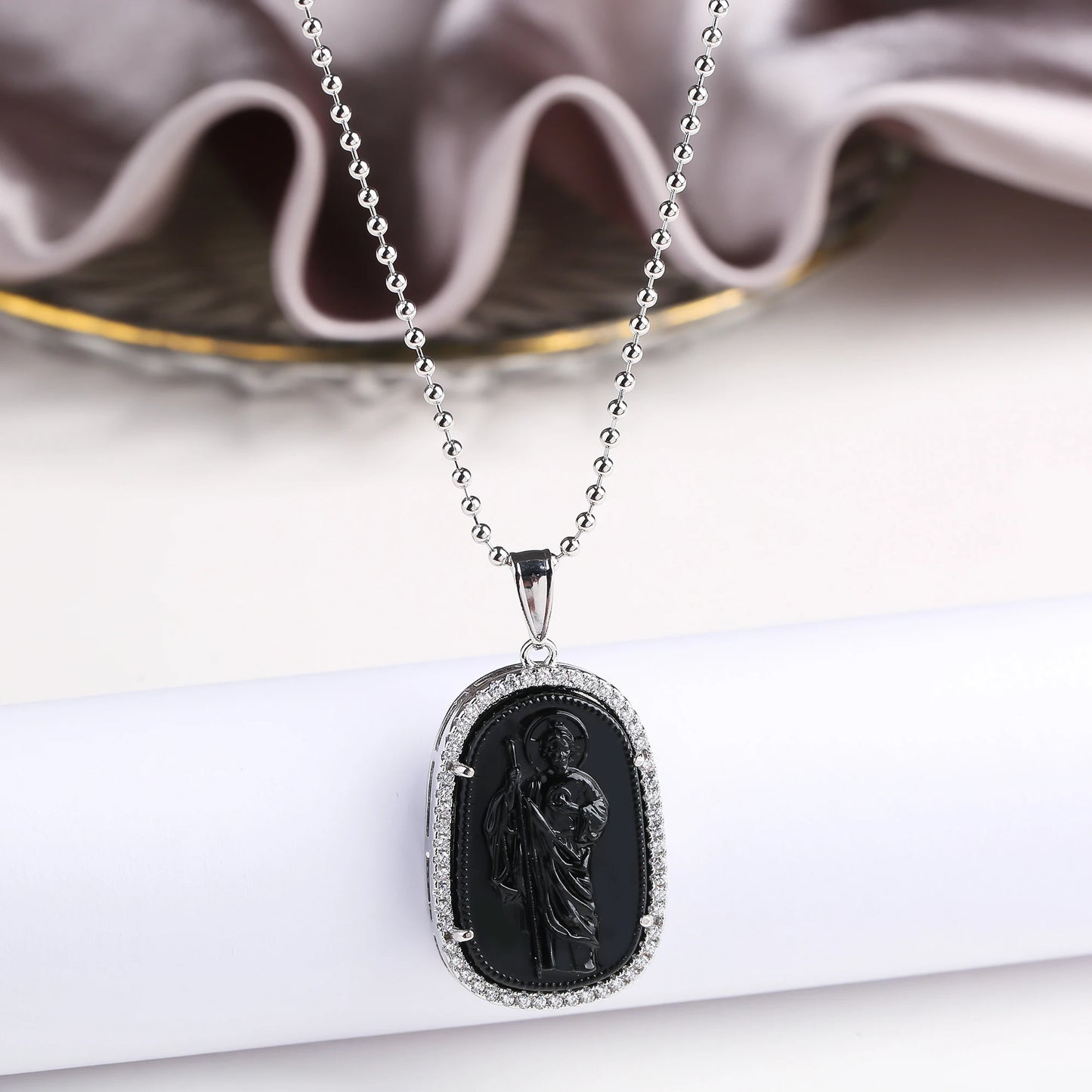 Gold/Silver Hot Sale Religious Style Gold Plated St. Jude Zircon Pendant Necklace Personalized for Man Woman Party Jewelry Gift