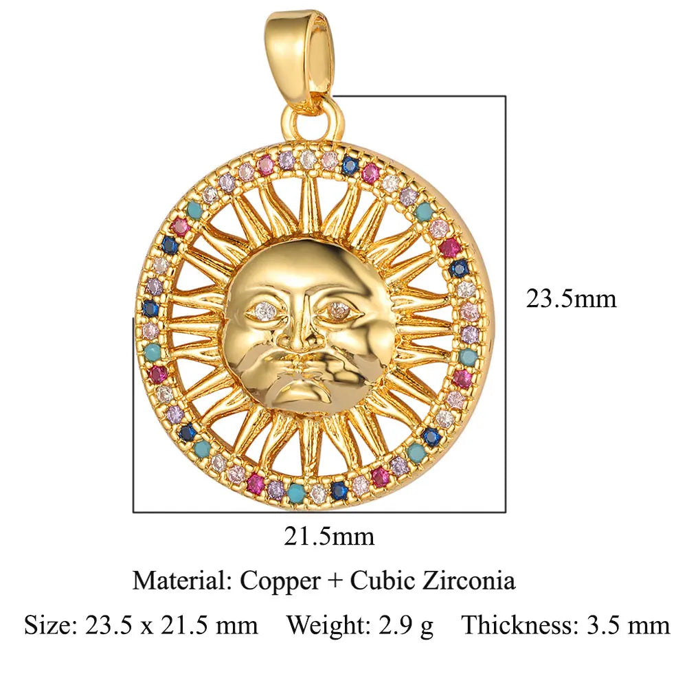 3pcs/Lot Cross Sunflower Cubic Zirconia Pendant Life Tree Maple Leaf Grape Cherry Brass CZ Charms DIY Jewelry Necklace Pendants