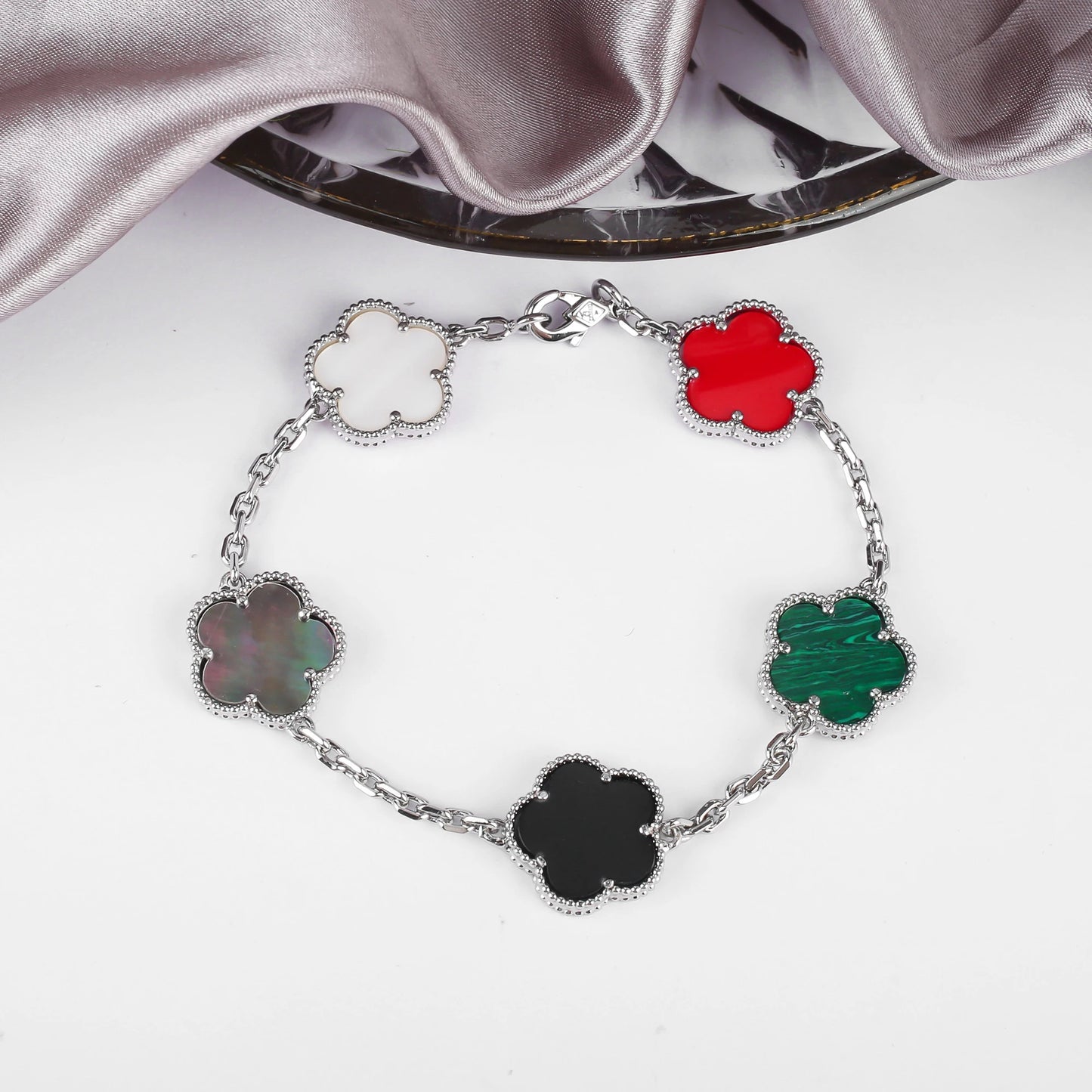 Simple 15mm Natural Shell Stone Five-Leaf Flower Set Bracelet Necklace Classic Flower Woman Jewelry Sets For Party Daily Wear