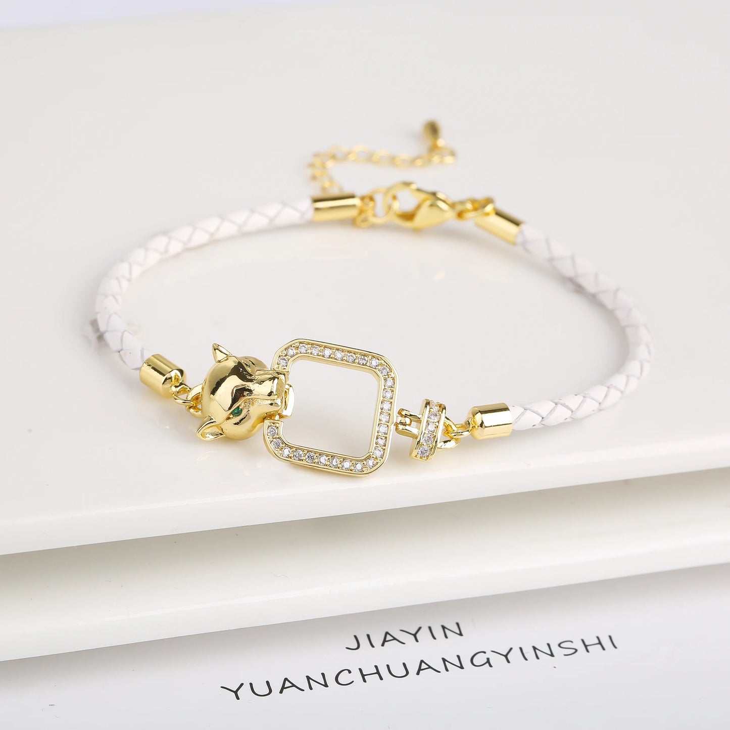 15 Style Hot Sale Shiny Zirconia Animal Leopard Head Leather Braided Bracelet Hip Hop for Men Women Fashion Jewelry Accessories