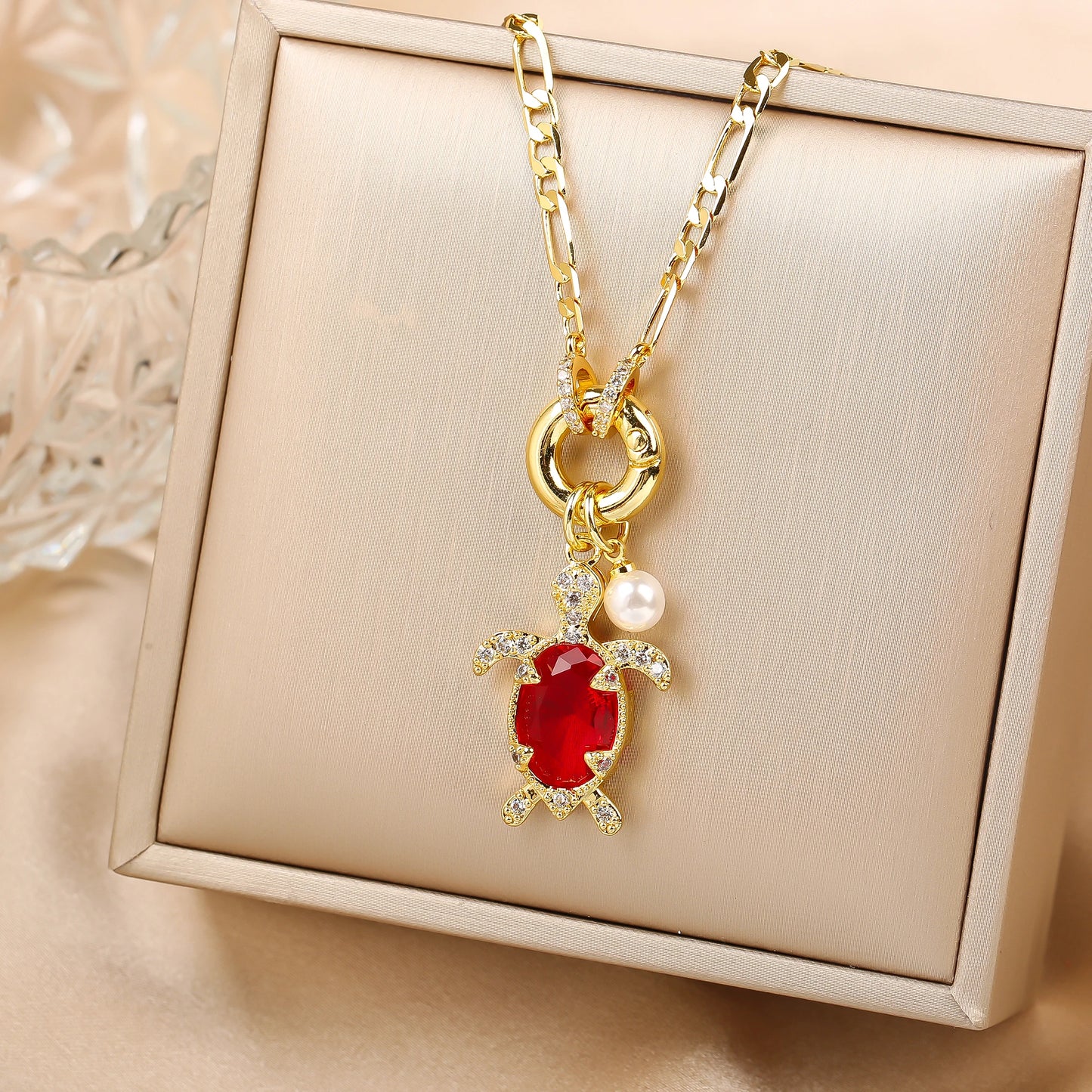 Hot Sale Cute Crystal Sea Turtle Animal Pendant Necklace High Quality Women Girls Casual Party Clavicle Chain Jewelry Gift