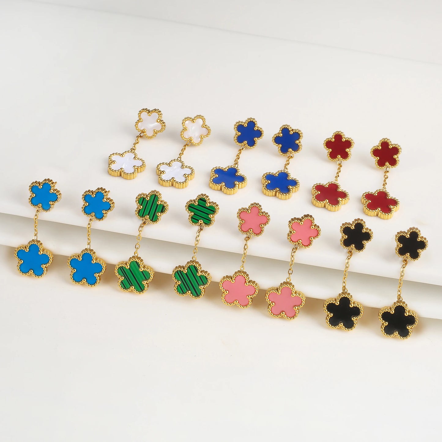 High Quality Stainless Steel Five Leaf Flower Women Jewelry Set Bracelet Necklace Earrings Simple for Woman Clover Brand Jewelry