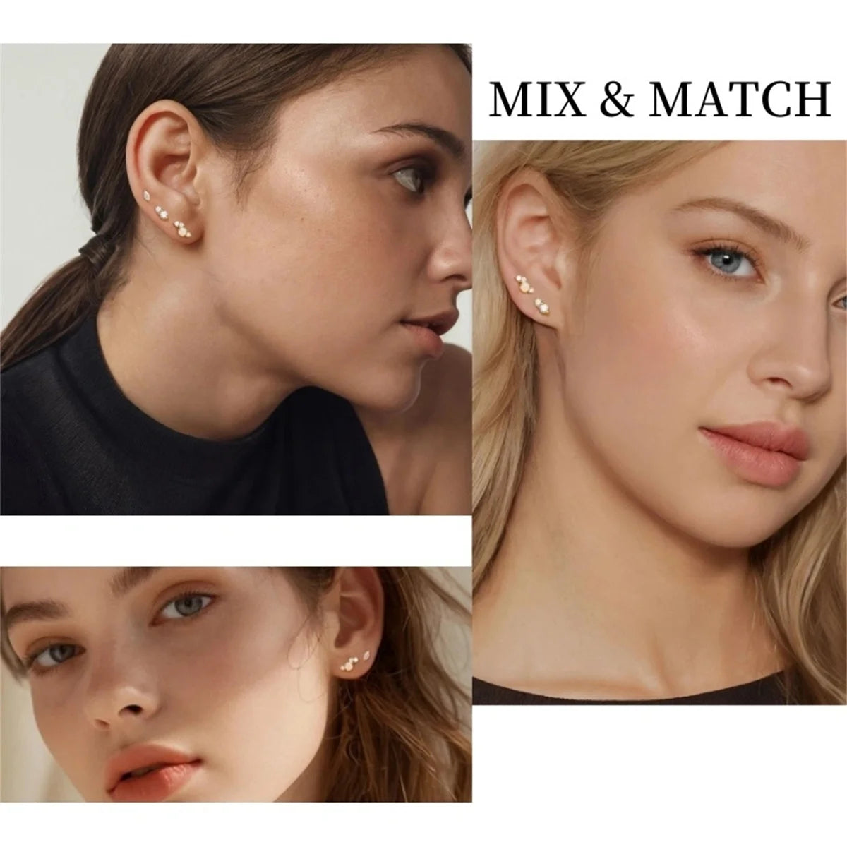 2/6Pcs 20G 18K Golden Plated Tiny Cubic Zerconia Opal Flat Back Stud Ear,Hypoallergenic Cartilage Tragus Helix Earring