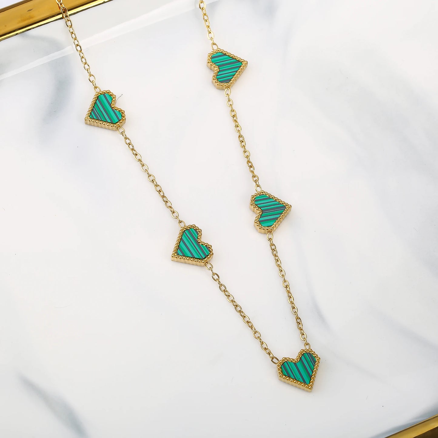 3Pcs 18k Gold-Plated Heart Shape Necklace Earrings Bracelet Jewelry Set Classic For Woman Fashion Party Jewelry Gift Daily Wear