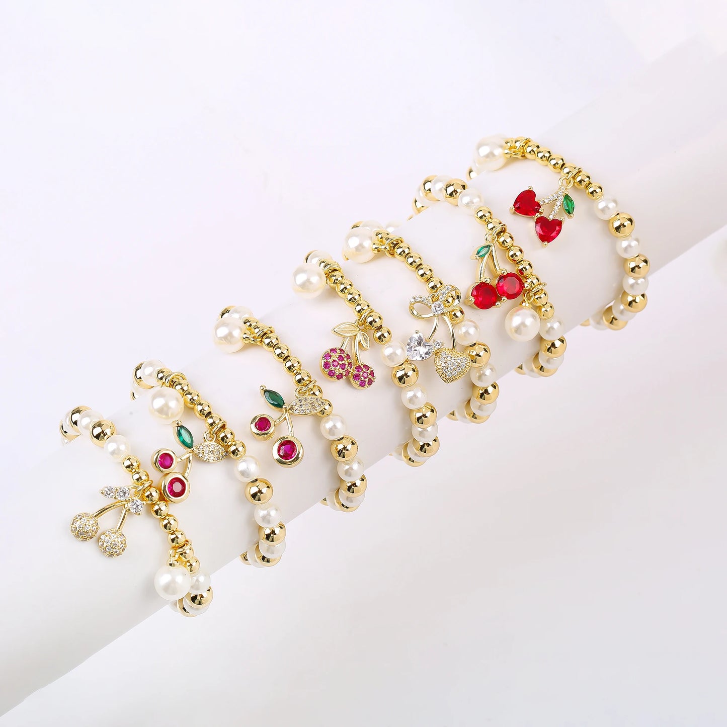 13 Style Choice 3pcs Lucky Red Cherry Crystal Fruit Bracelet Necklace Earrings Jewelry Set Luxury for Women Daily Party Jewelry