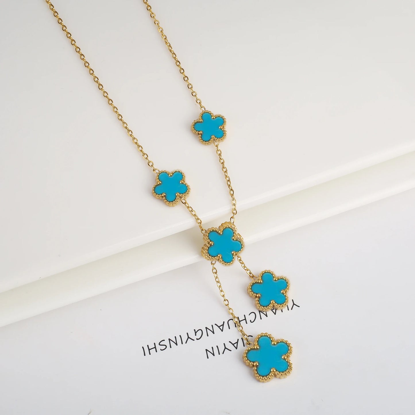 Fashion Stainless Steel Five Leaf Flower Women Jewelry Set Bracelet Necklace Earrings Simple for Woman Clover Brand Jewelry