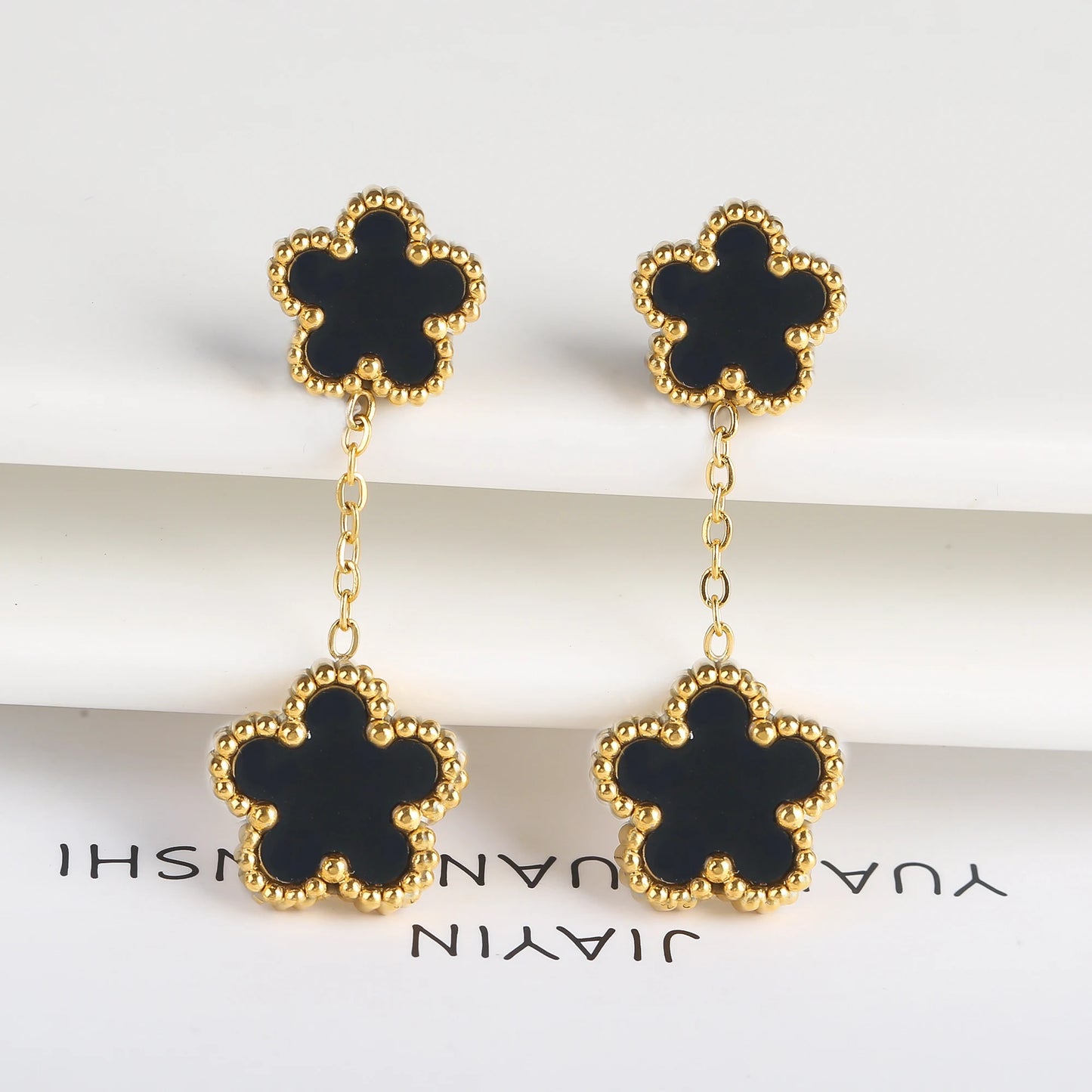 7 Color Bracelet Earrings Stainless Steel Five Leaf Flower Jewelry Set High Quality Woman Classic Daily Party Jewelry Clover New