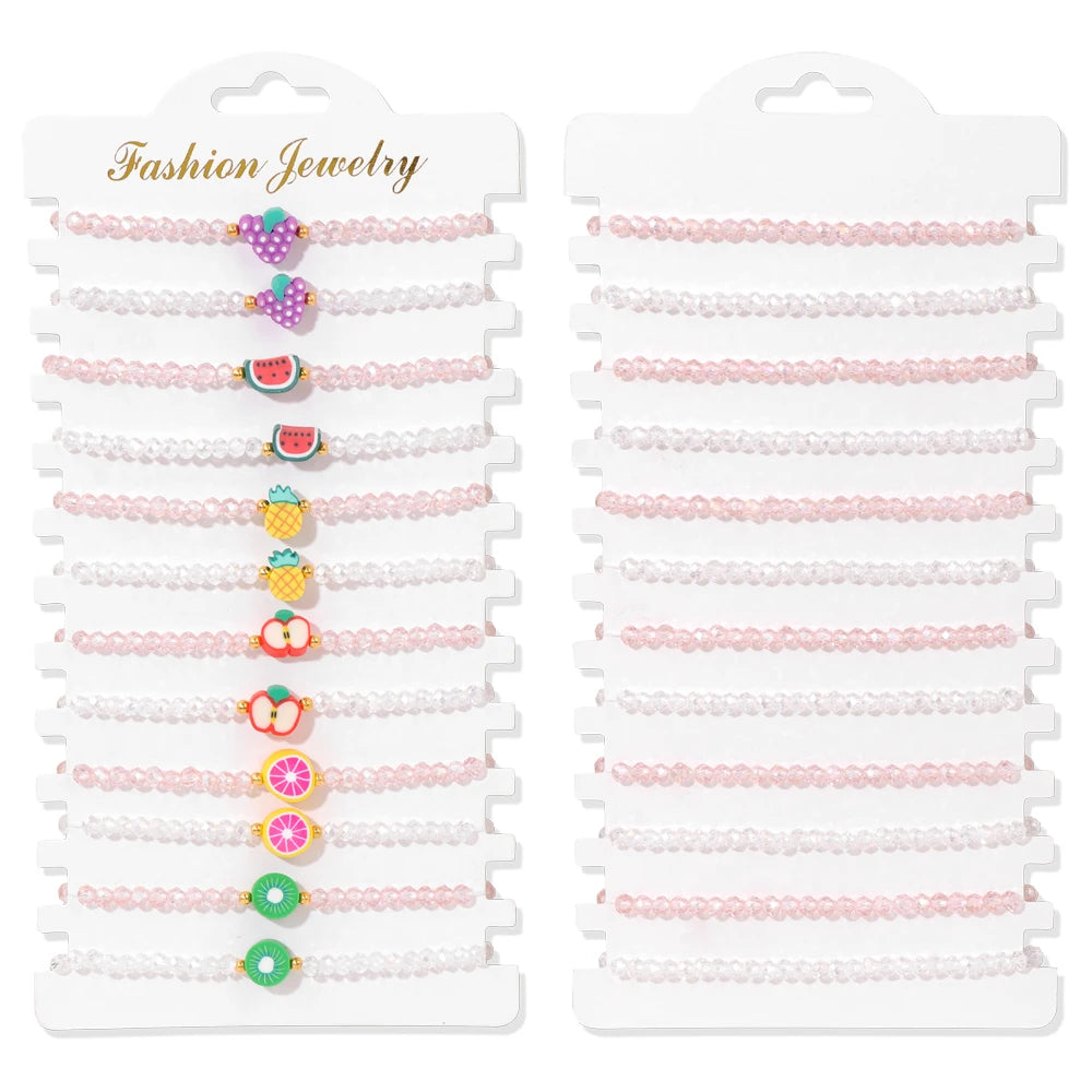 Wholesale 12Pcs/Set Colorful Natural Stone Bracelets Adjustable Rope Braided Bracelet Handmade Bohemia Bracelets with Cards