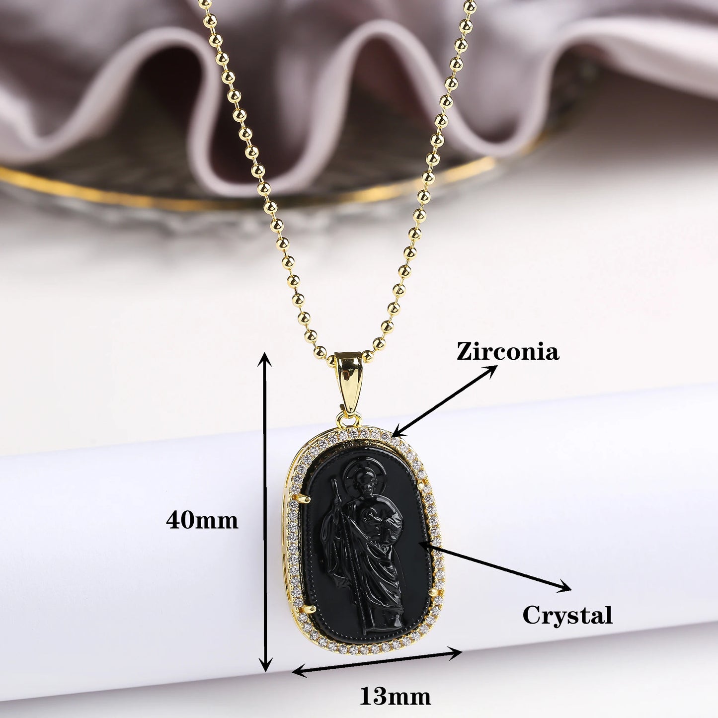 Gold/Silver Hot Sale Religious Style Gold Plated St. Jude Zircon Pendant Necklace Personalized for Man Woman Party Jewelry Gift
