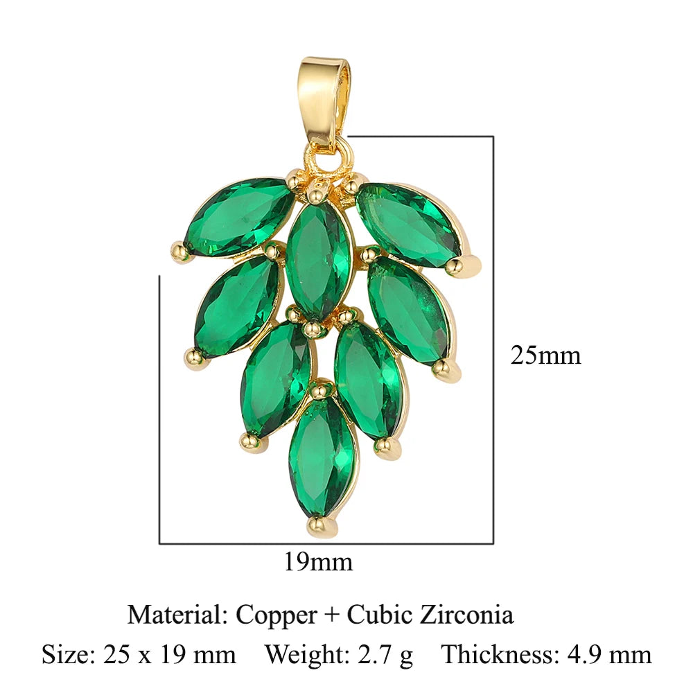 3pcs/Lot Cross Sunflower Cubic Zirconia Pendant Life Tree Maple Leaf Grape Cherry Brass CZ Charms DIY Jewelry Necklace Pendants
