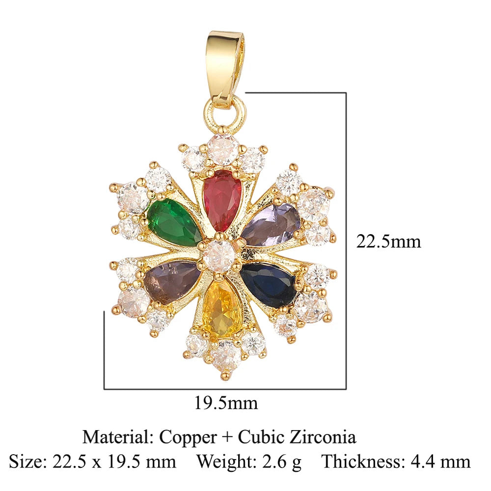 3pcs/Lot Cross Sunflower Cubic Zirconia Pendant Life Tree Maple Leaf Grape Cherry Brass CZ Charms DIY Jewelry Necklace Pendants