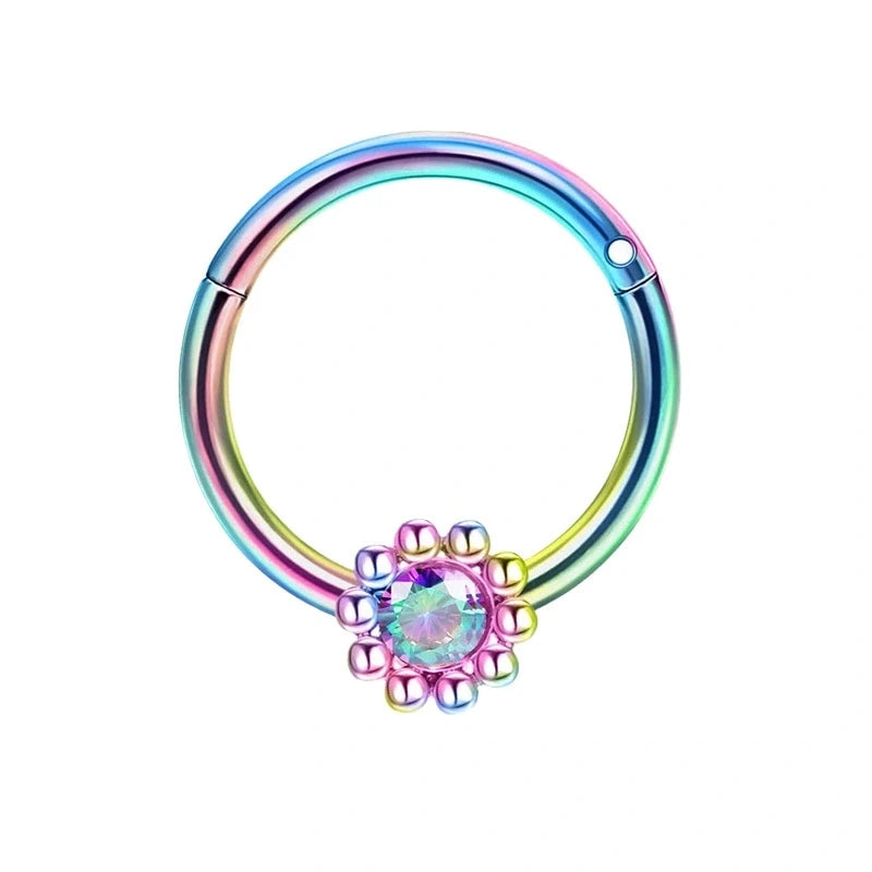 1/4Pcs 16G Stainless Steel Opal Colourful Nose Ring for Women Men,Fashion Sexy Septum Nasi Diaphragm Piercing Jewelry Gift