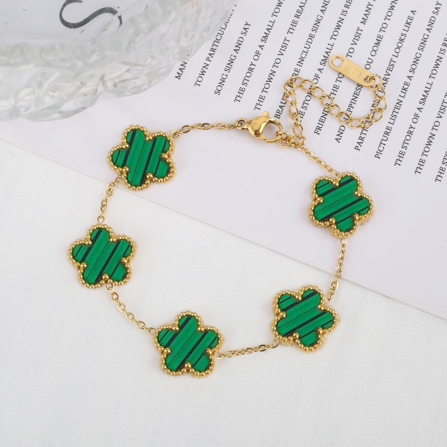 Light Luxury Fashion Stainless Steel Five Leaf Flower Adjustable Bracelet Vintage for Men Women Fashion Wrist Jewelry Clover
