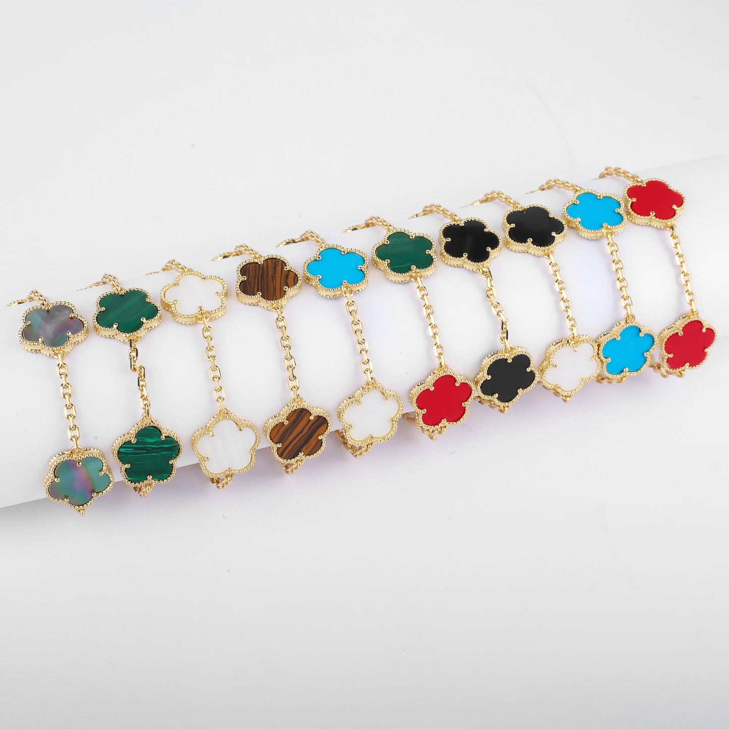 Simple 15mm Natural Shell Stone Five-Leaf Flower Set Bracelet Necklace Classic Flower Woman Jewelry Sets For Party Daily Wear