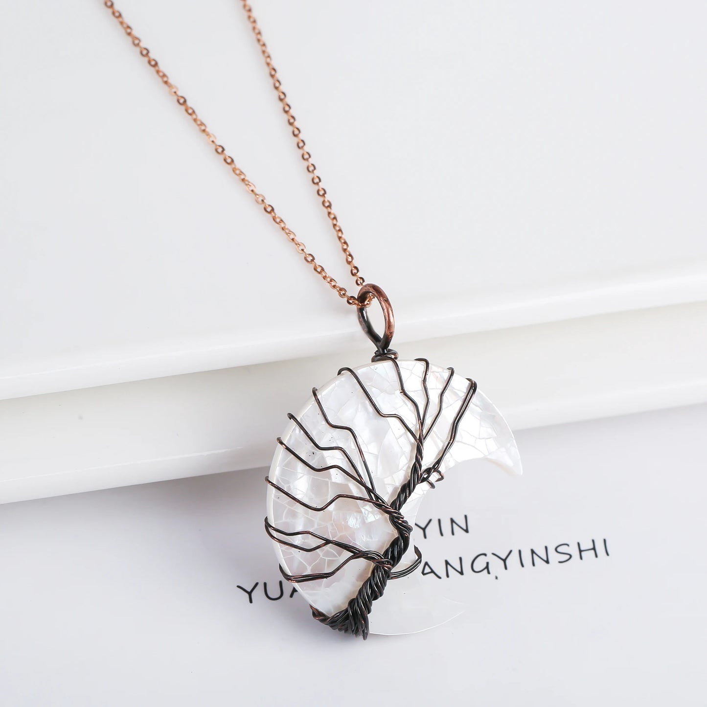 High Quality Oval Natural Seashell Mother Head Pearl Tree Of Life Pendant For Women Copper Choker Necklace Creative Jewelry Gift