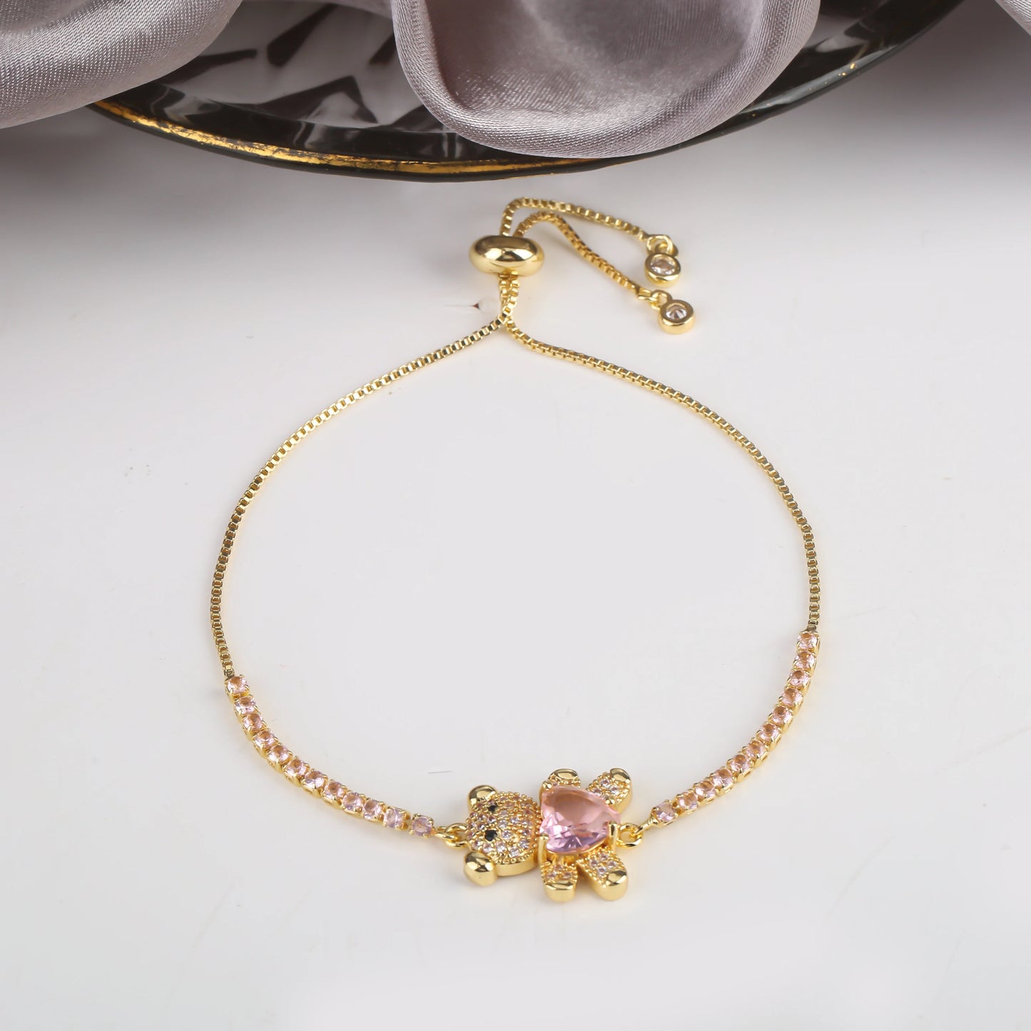 INS Cute Teddy Bear Bracelet For Women Cz Crystal Animal Bracelet High Quality For Engagement Party Gift Wholesale Daily Wear