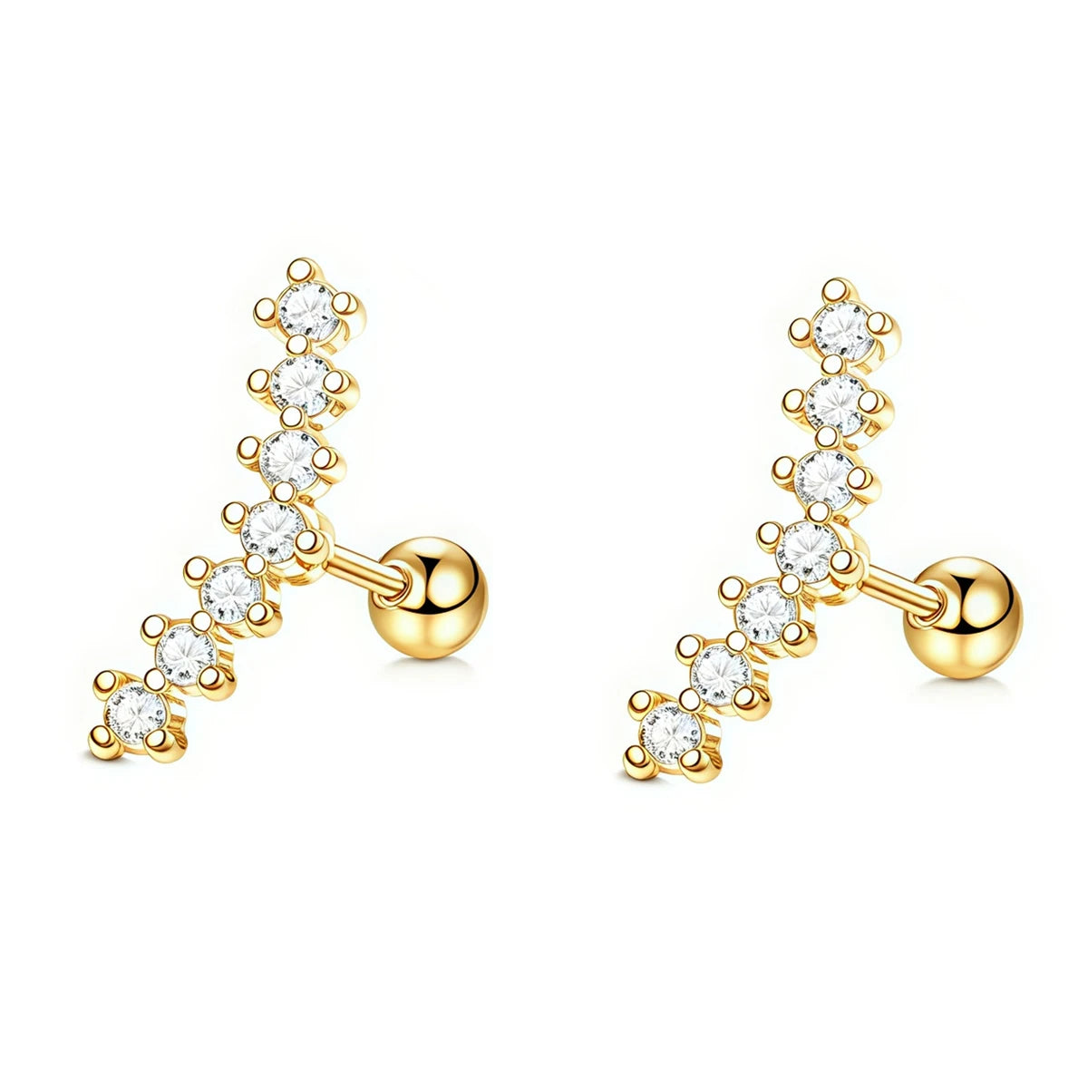 2Pcs 16G Stainless Steel Screw Back Stud Earrings for Women,Cubic Zerconia Cartilage Conch Helix Ear Piercing Jewelry