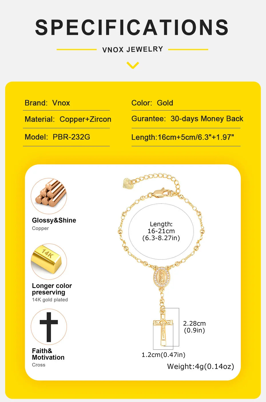 Vnox Virgin Mary Bracelets Necklaces For Women Men,Delicate Jesus Cross Pendent,Christian Catholic Hand Neck Jewelry Set Gifts