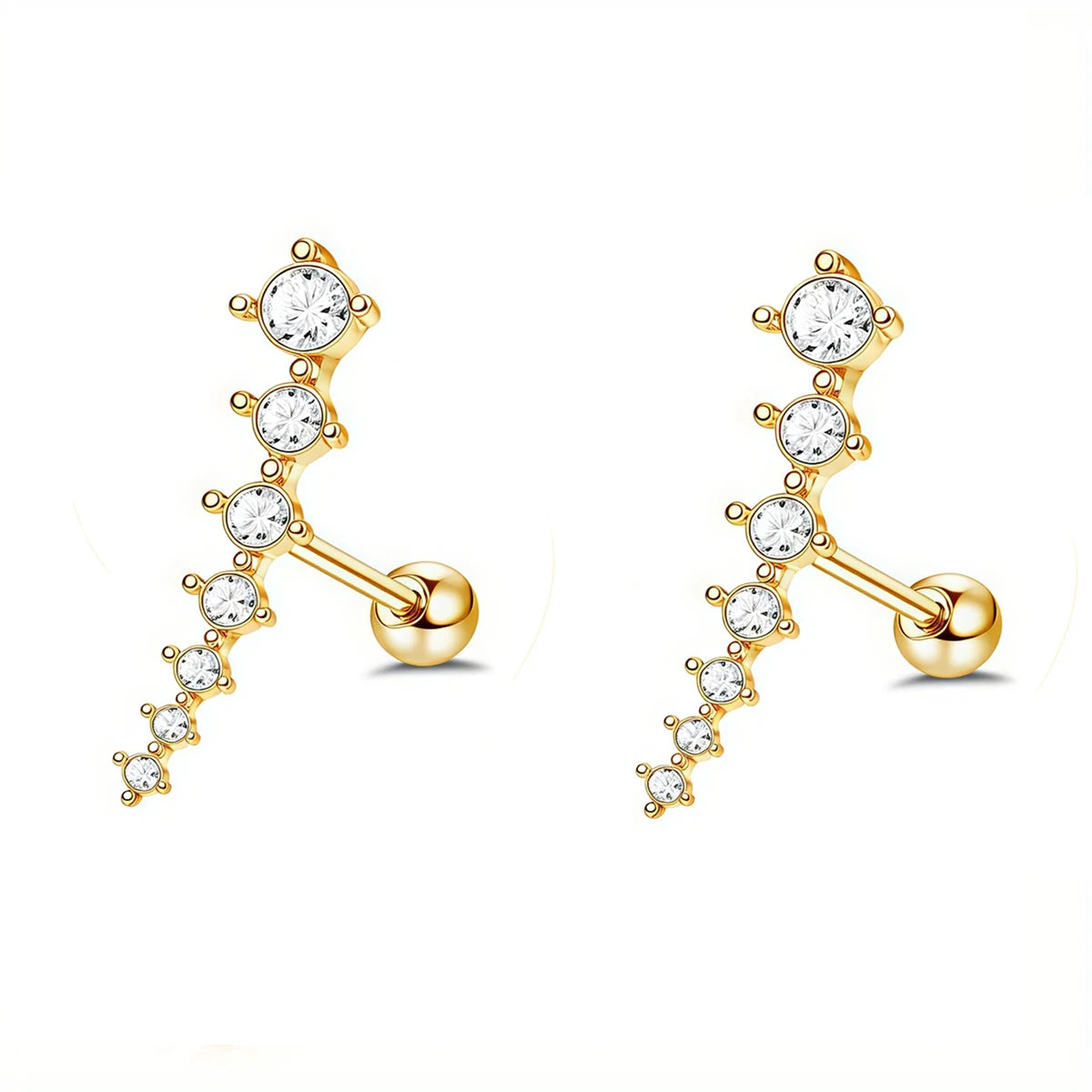 2Pcs 16G Stainless Steel Screw Back Stud Earrings for Women,Cubic Zerconia Cartilage Conch Helix Ear Piercing Jewelry