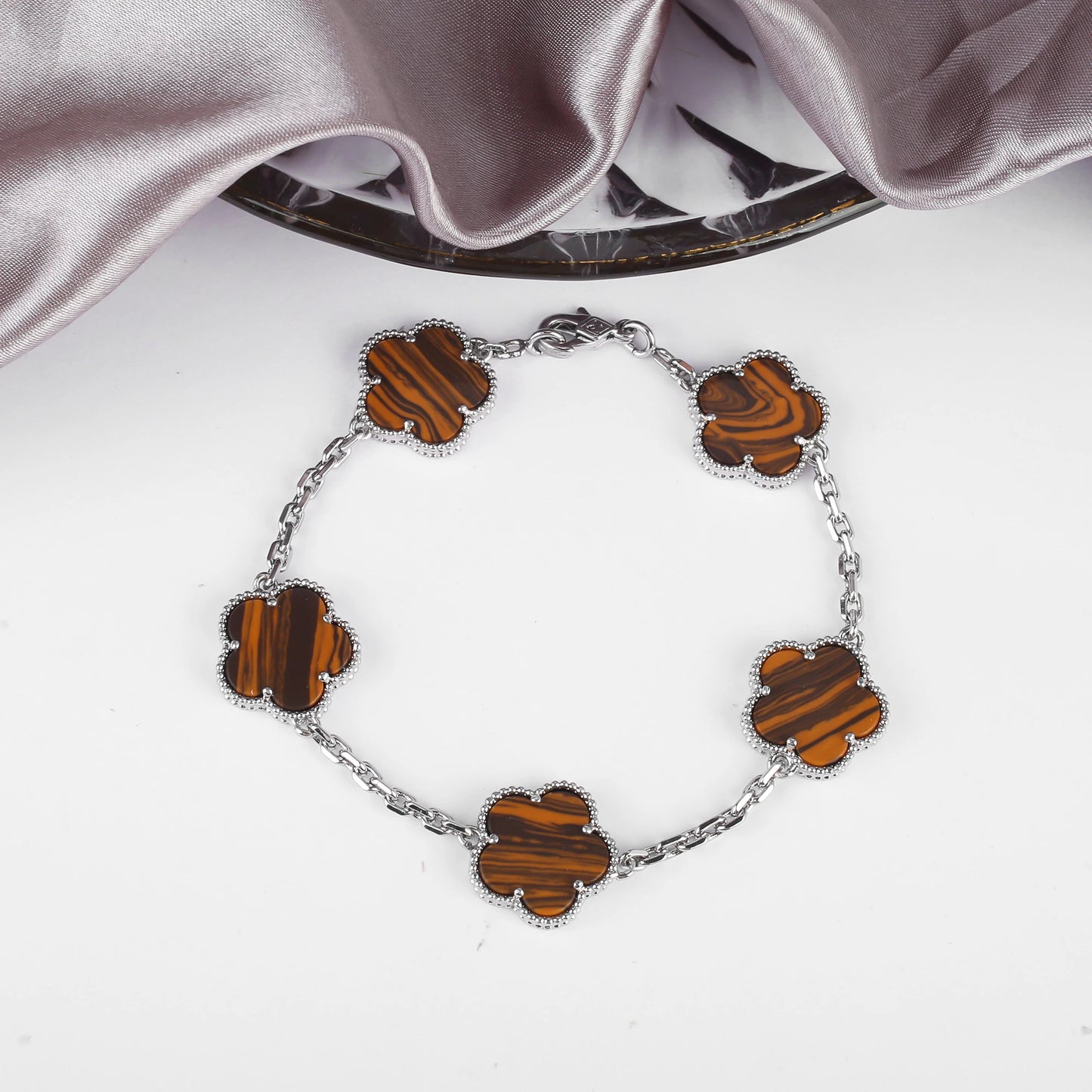 Simple 15mm Natural Shell Stone Five-Leaf Flower Set Bracelet Necklace Classic Flower Woman Jewelry Sets For Party Daily Wear