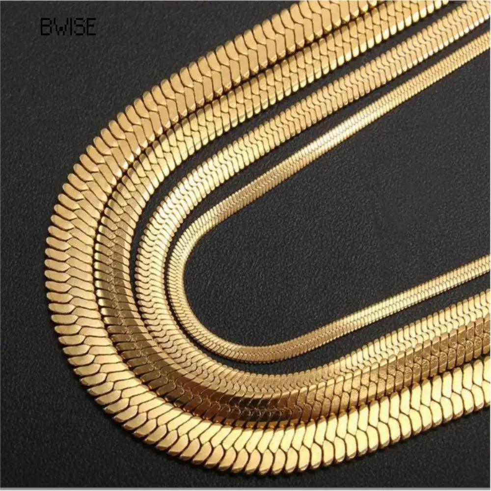 Hot Fashion Unisex Snake Chain Women Necklace Choker Stainless Steel Herringbone Gold Color Chain Necklace For Women Jewelry