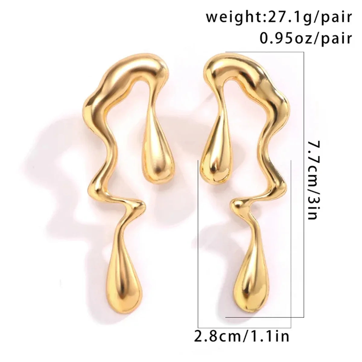 2pcs Irregular Vintage Stainless Steel Water Drops Ear Studs