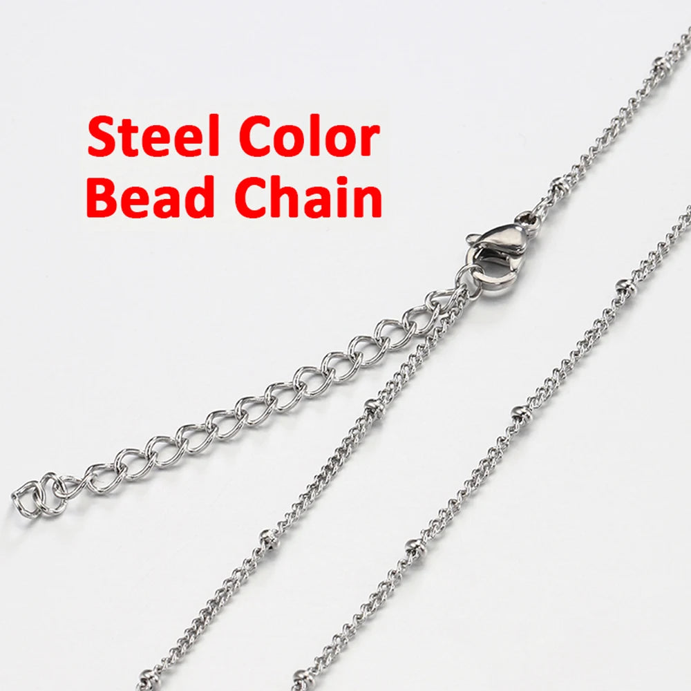 10pcs 5pcs Stainless Steel Bead Chain Necklace Chains for DIY Jewelry Making Findings 45cm+5cm Chain with Lobster Clasps No Fade