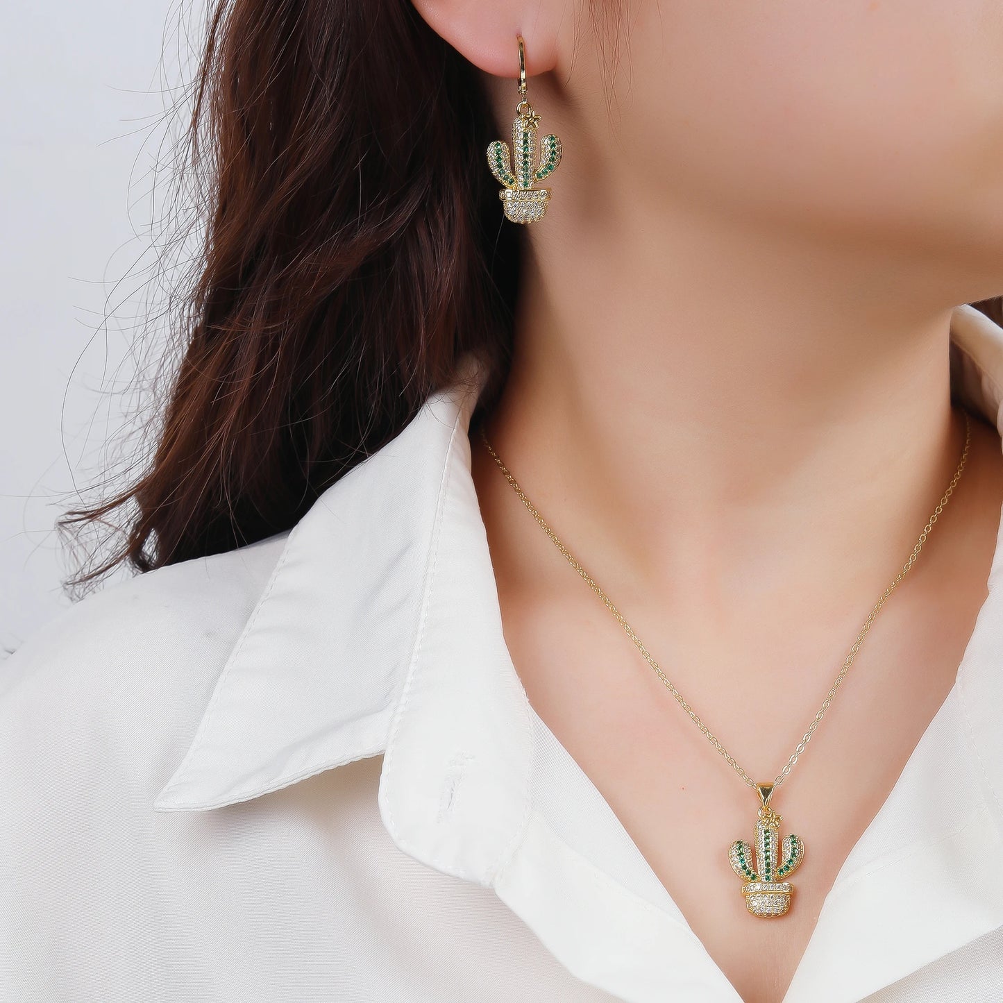 Fashion Venezuela Flag Cross Jewelry Set Classic Cactus Flower Earrings Necklace Charming for Woman Daily Party Jewelry Gift