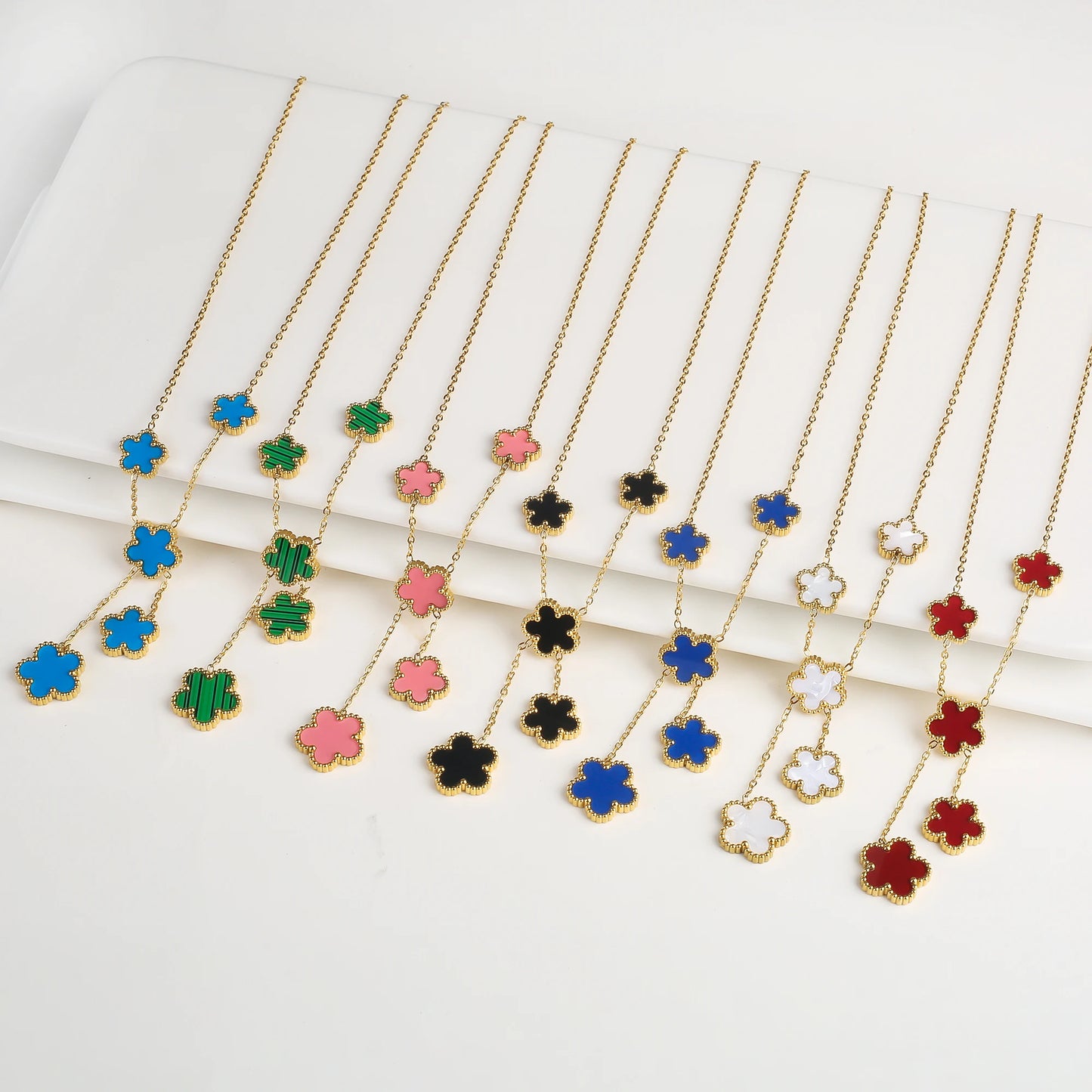 High Quality Stainless Steel Five Leaf Flower Women Jewelry Set Bracelet Necklace Earrings Simple for Woman Clover Brand Jewelry