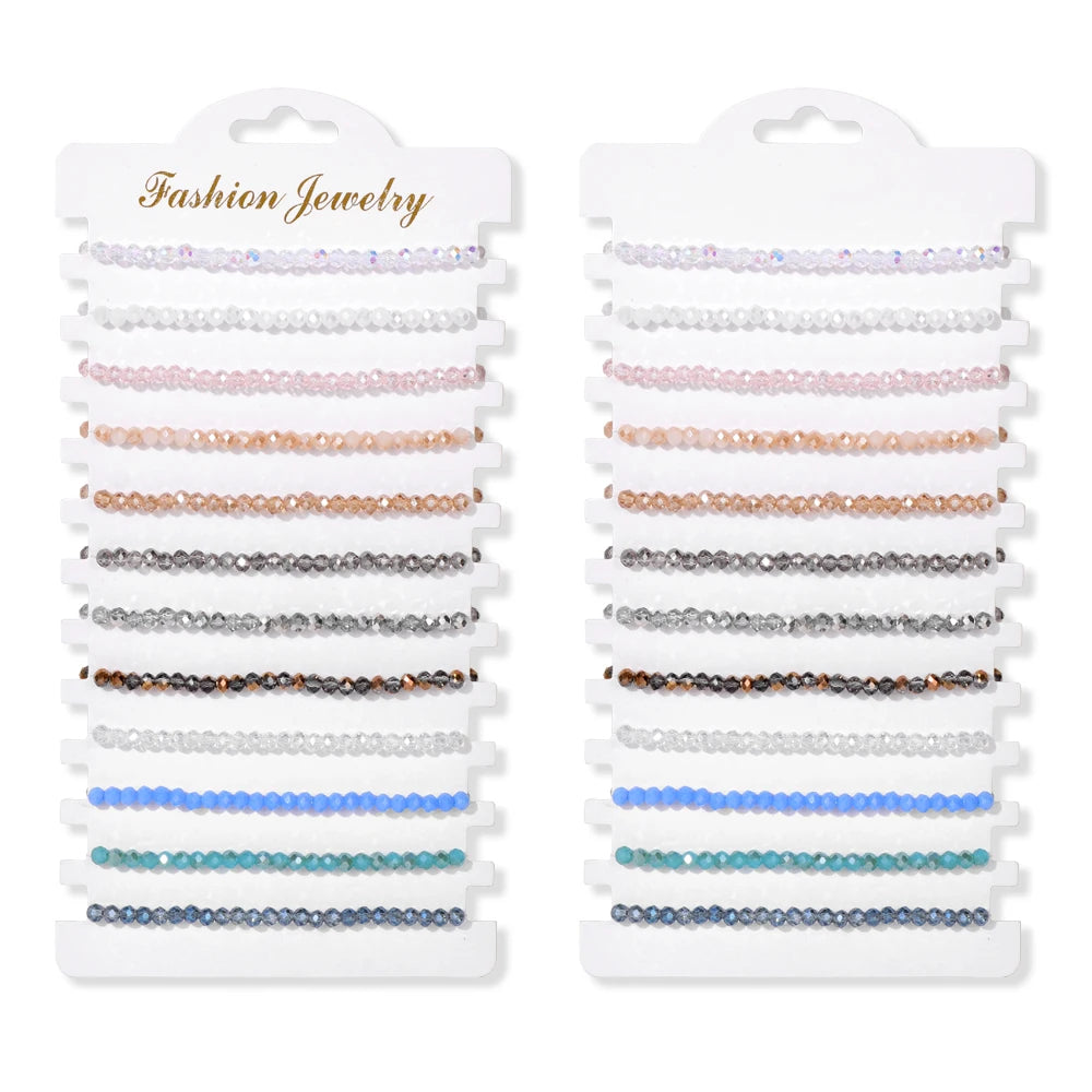 Wholesale 12Pcs/Set Colorful Natural Stone Bracelets Adjustable Rope Braided Bracelet Handmade Bohemia Bracelets with Cards