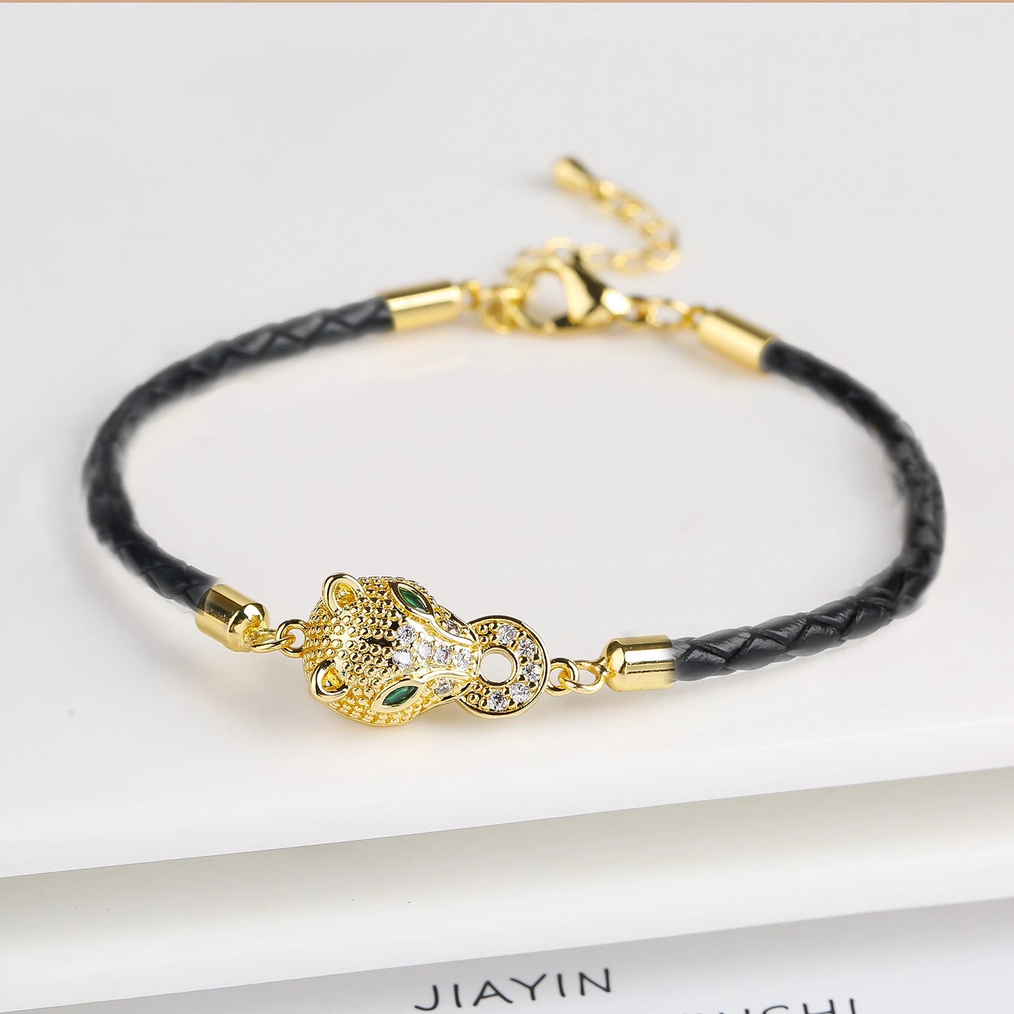 15 Style Hot Sale Shiny Zirconia Animal Leopard Head Leather Braided Bracelet Hip Hop for Men Women Fashion Jewelry Accessories