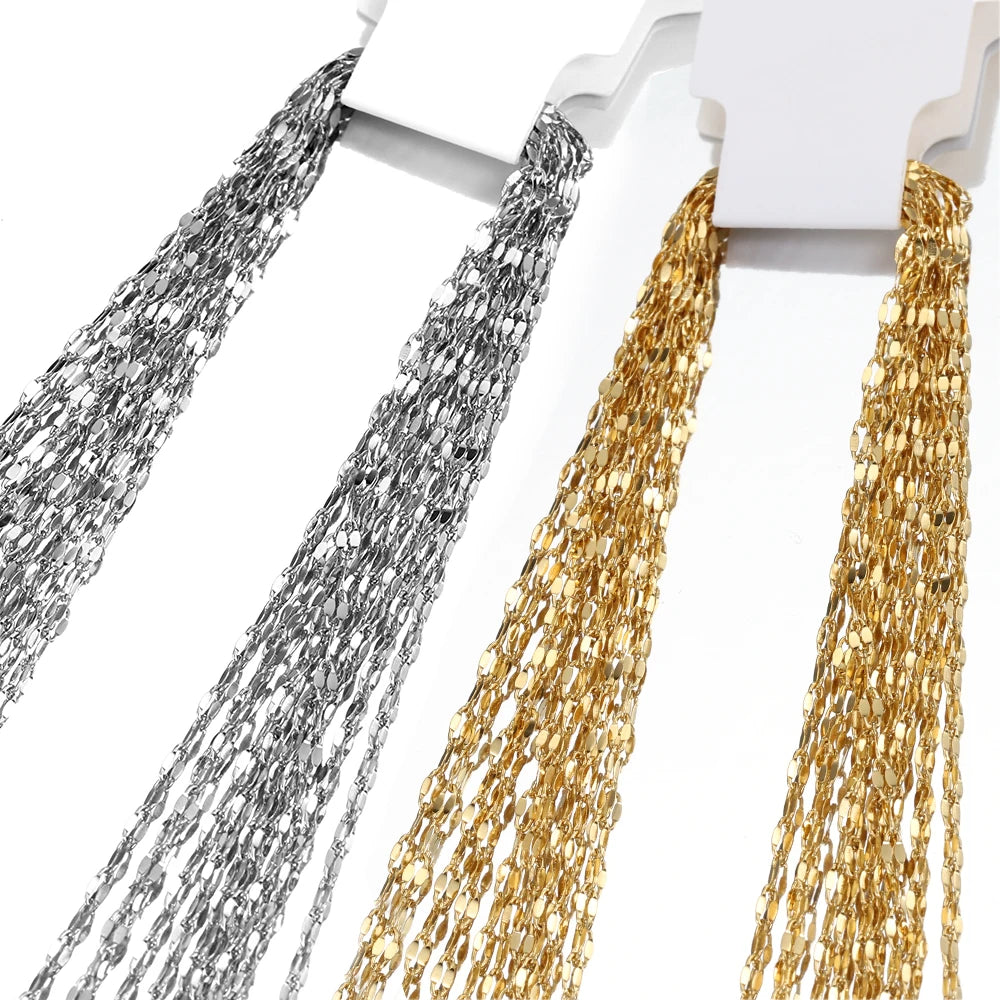 10pcs 5pcs Stainless Steel Bead Chain Necklace Chains for DIY Jewelry Making Findings 45cm+5cm Chain with Lobster Clasps No Fade
