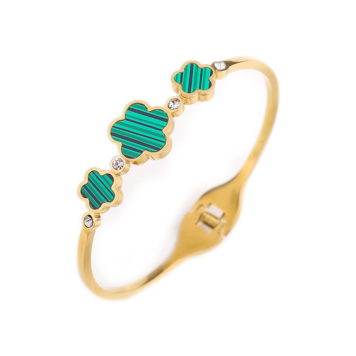 Classic Luxury Stainless Steel Five-Leaf Flower Open Bracelet Simple For Woman Girl New Fashion Party Anniversary Jewelry Clover