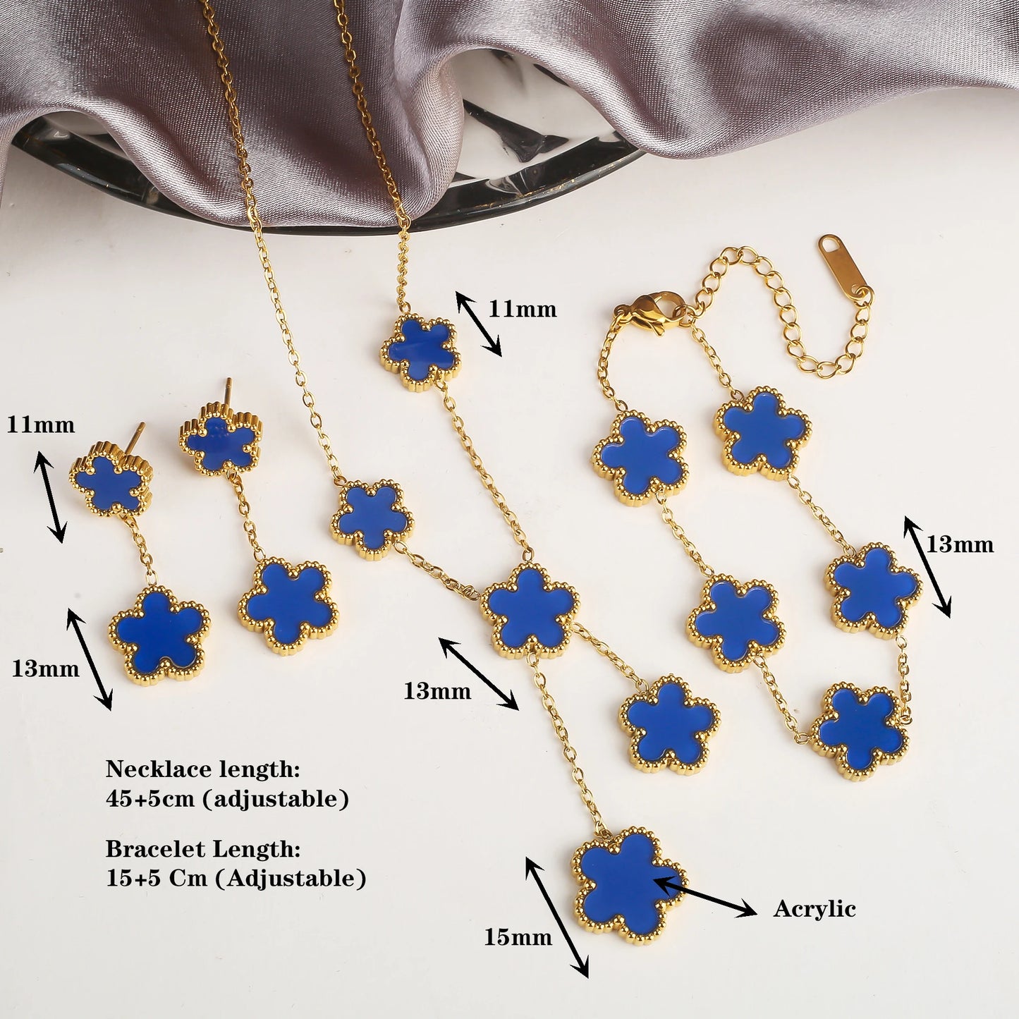 Luxury Stainless Steel Double Layer Five Leaf Flower Drop Earrings Fine Party Wedding Gift Temperament for Woman Flower Jewelry