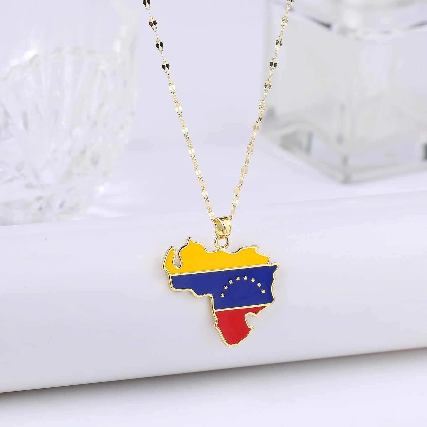New Classic Venezuela Dominica Mexico Map Flag Pendant Necklace For Men Women Party Festival Ethnic Gold Color Jewelry Gift