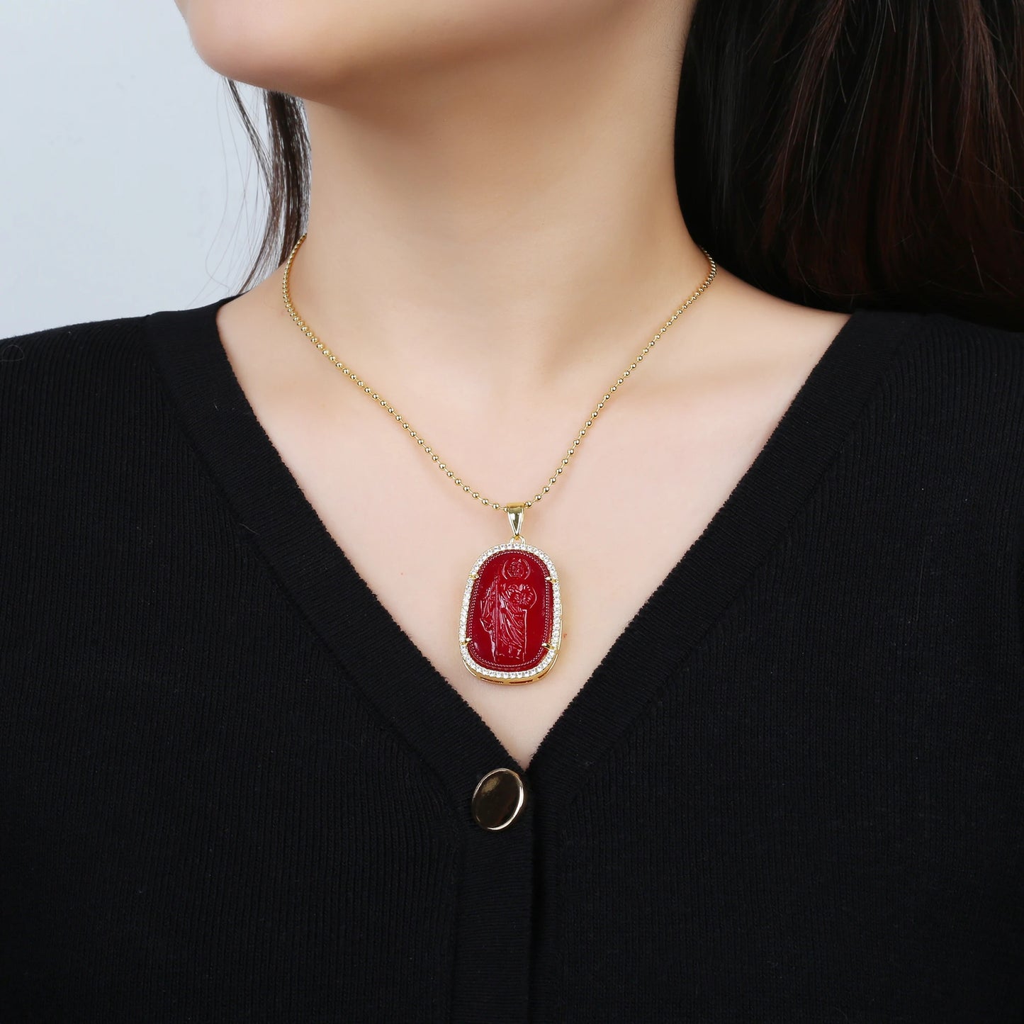 Gold/Silver Hot Sale Religious Style Gold Plated St. Jude Zircon Pendant Necklace Personalized for Man Woman Party Jewelry Gift