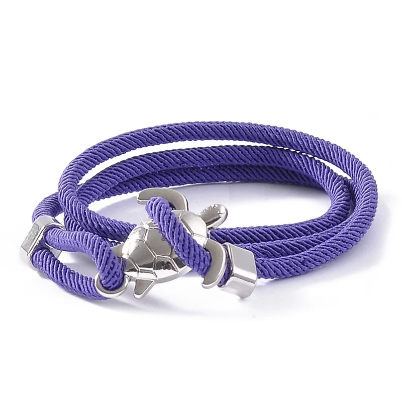 Male Silver Color Sea Turtle Rope Bracelets For Women Men Wristband Jewelry High Quality Milan Line Pure Hand Knitting Bracelet