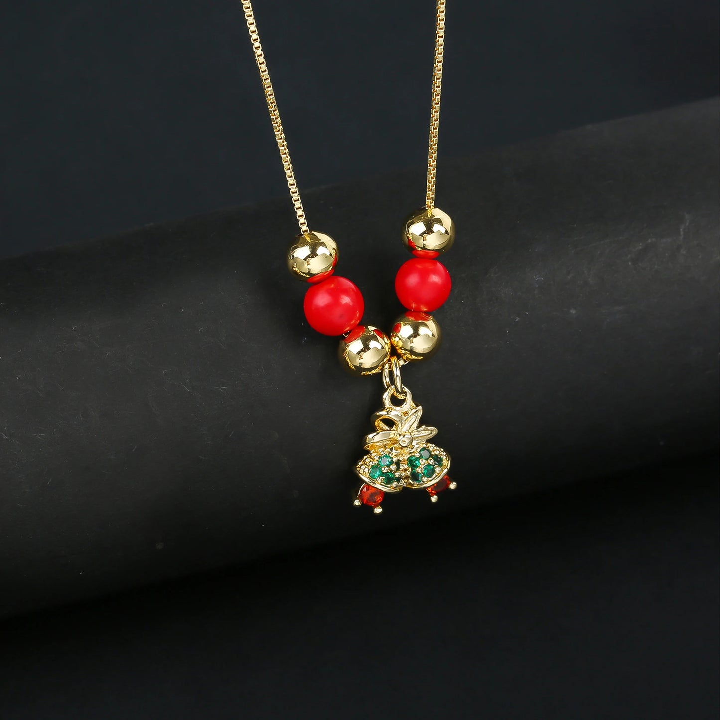 Hot Sale Crystal Red Cherry Pendant Necklace For Woman Gold Plated Fruit Collarbone Chain Fashion Daily Party Jewelry Gift