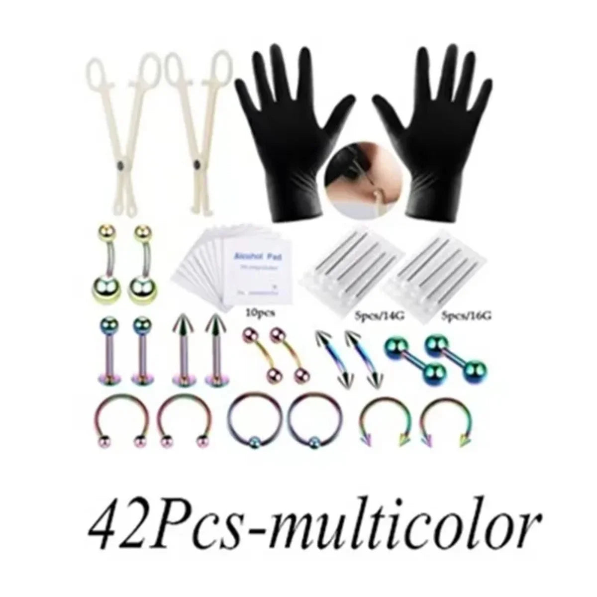 24/42/84Pcs Sterile Ear Piercing Kit,Cartilage Tragus Helix Piercing Gun No Pain Piercer Tool Machine Set Stud Jewelry