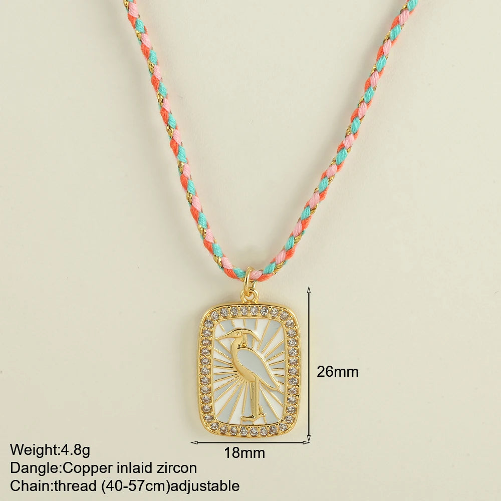 Bohemian POP Art Heart Necklace For Women Gothic Evil Blue Eye Collars Handwoven Wool Chain Choker Tarot Card Summer Jewelry